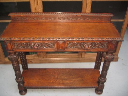 Late Victorian Carved Oak Side Table