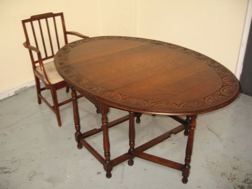 Oval Oak Drop Leaf Dining Table