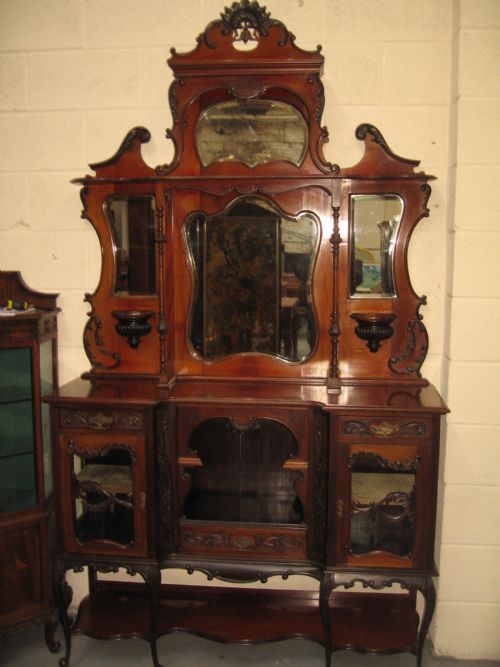 Late Victorian Mahogany Mirror Back Display Cabinet
