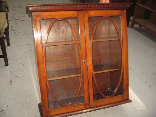 Edwardian Walnut Shelf or Wall Display Cabinet