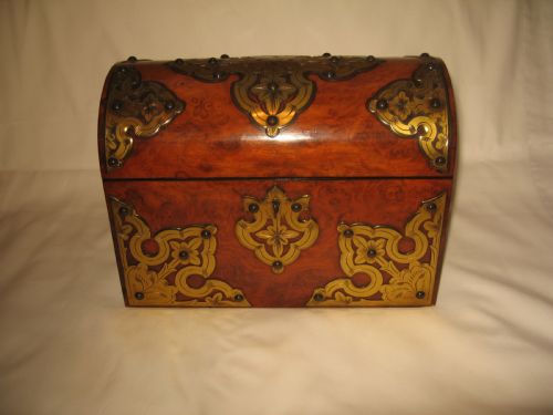 19th Century Walnut  and Brass Bound Stationary Box