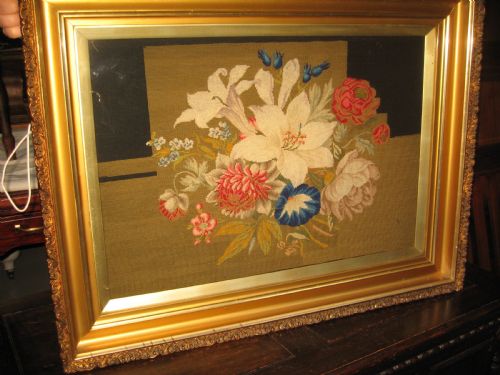 Victorian Wool Work Floral Picture