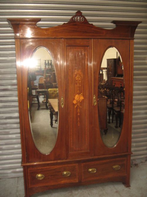 Edwardian Mahogany Two Door Wardrobe