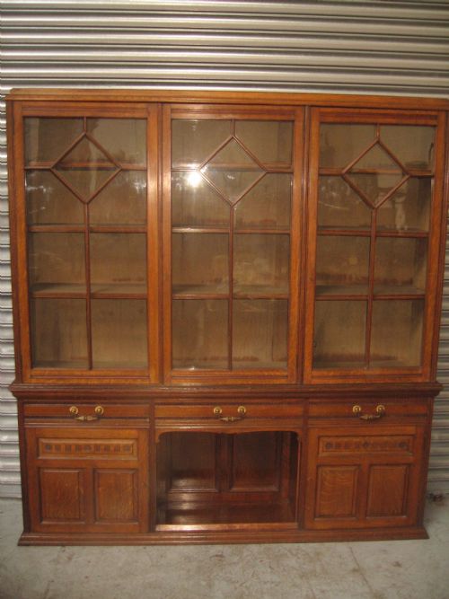 Oak Three Door Bookcase