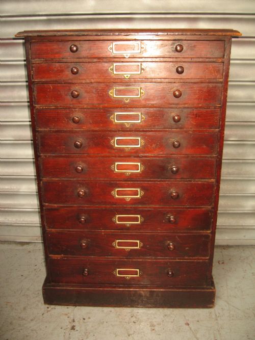 Late Victorian Office 10 Drawer File Cabinet
