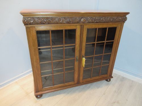 Walnut Edwardian Period  Two Door Bookcase