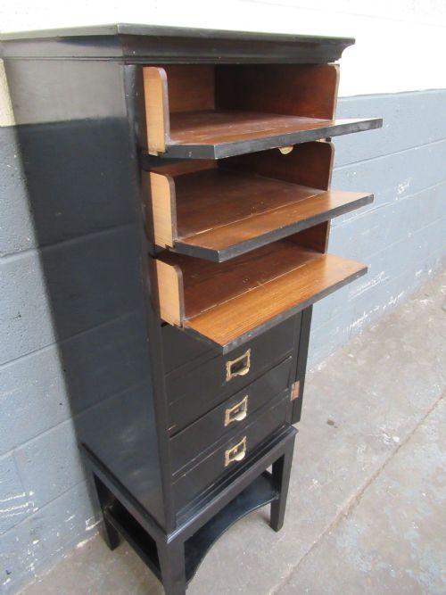 Late Victorian  Ebonised Pine Seven Drawer File Cabinet