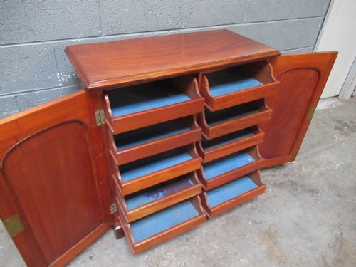 Victorian Mahogany Ten Drawer Fitted  Cupboard