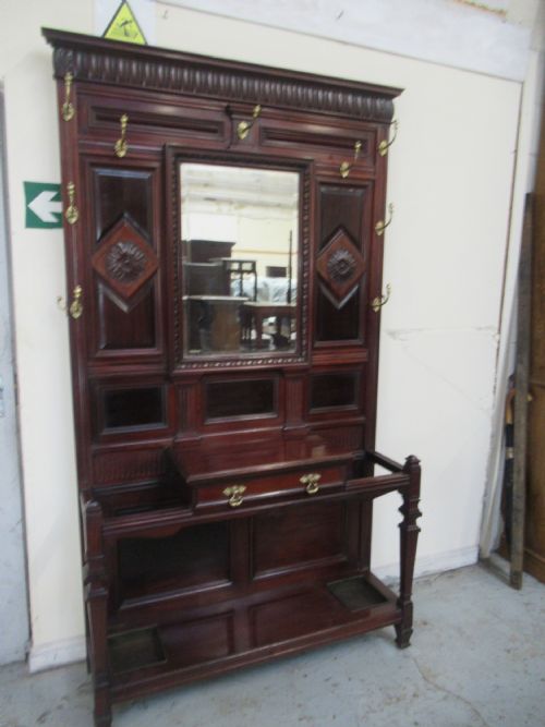 LARGE SIZE VICTORIAN MAHOGANY HAT COAT HALL STAND - ADDITIONAL PHOTO 10