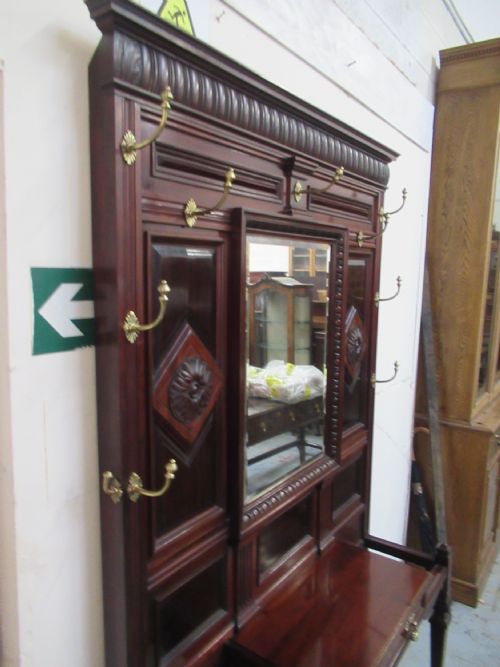 LARGE SIZE VICTORIAN MAHOGANY HAT COAT HALL STAND - ADDITIONAL PHOTO 11