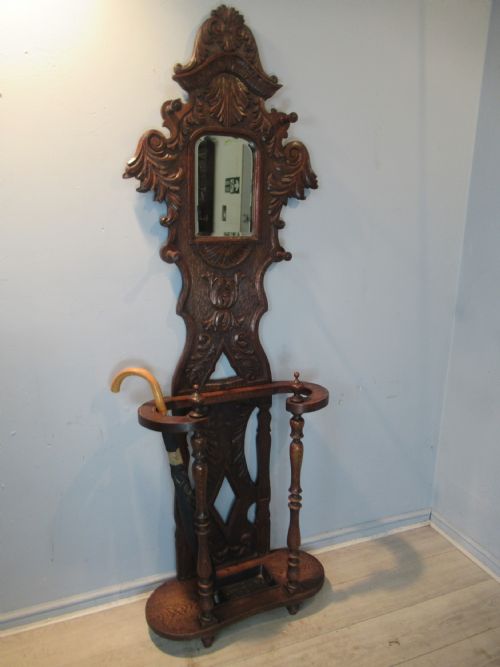 Victorian  Carved Oak Hat /Coat Hall Stand