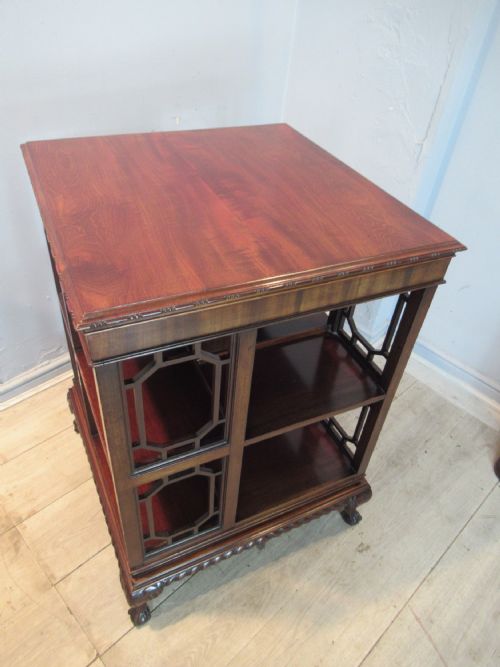 CHIPPENDALE STYLE MAHOGANY REVOLVING BOOKCASE - ADDITIONAL PHOTO 7