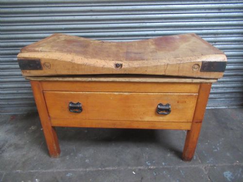 A Well Used  Beech Butchers Block