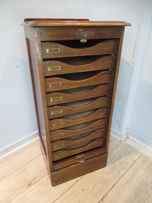 Mahogany Tambour Roller Shutter File Cabinet