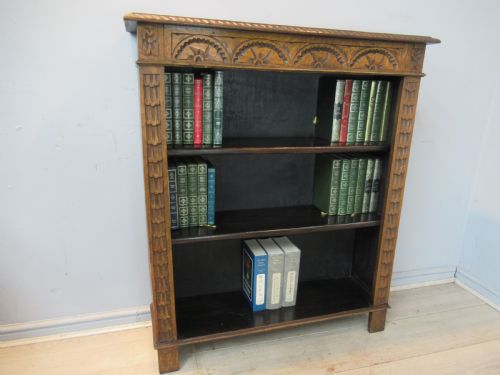 Carved Oak Open Bookcase