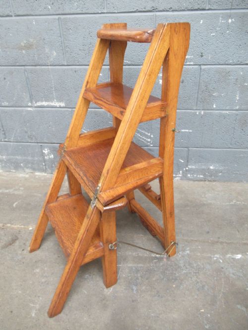 Victorian  Oak Metamorphic   Chair /  Steps.