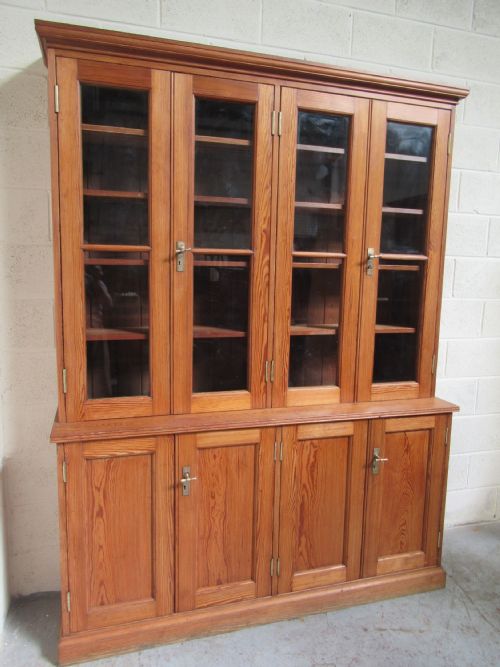 Large Victorian Period  Pitch Pine  Bookcase or Kitchen Cupboard.