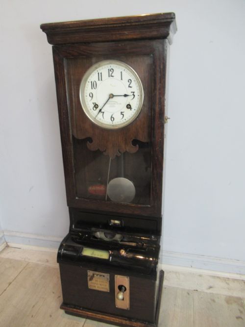 American Made Oak Cased Time  Recorder Clock ( Clocking in Works  )