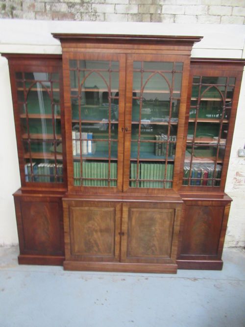 Regency Period  Mahogany Break Front  Bookcase
