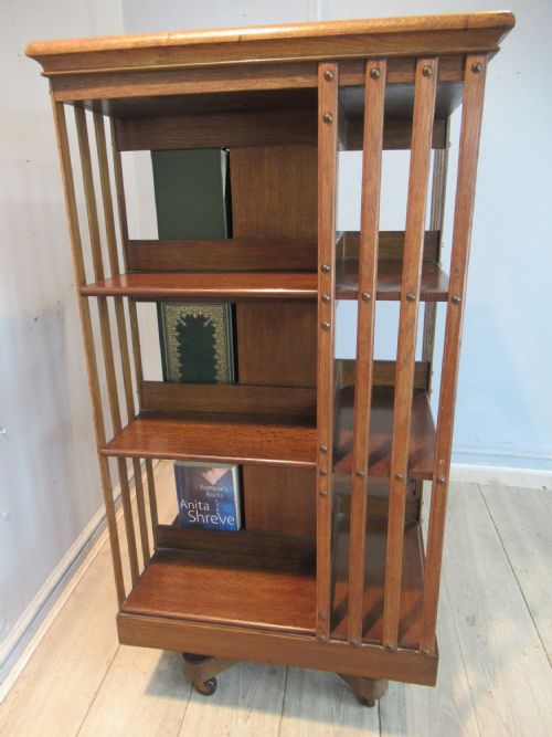 Large Oak Edwardian Period Revolving Bookcase
