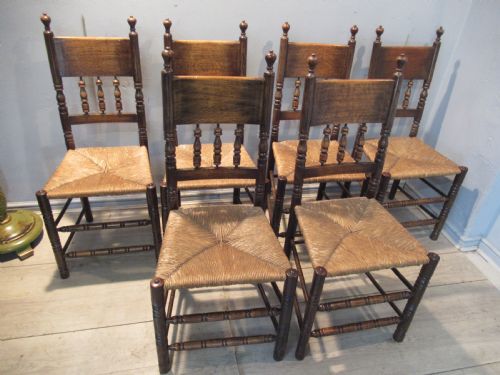 Set of Six  Oak and Beech  Kitchen Dining Chairs
