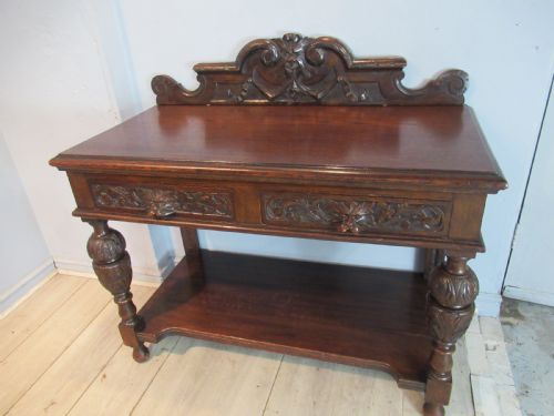 Late Victorian  Carved Oak Side /  Hall  Table