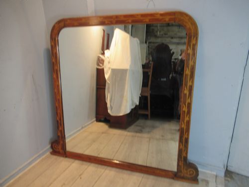 Large 19th Century Oak  Over Mantle / Wall Mirror