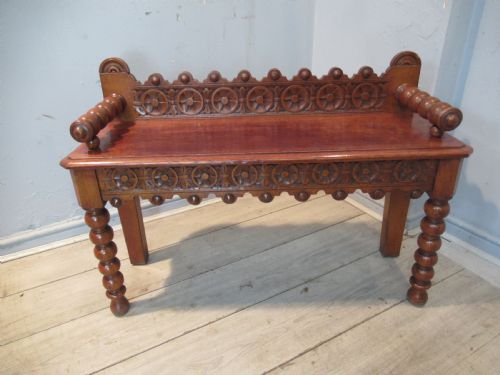 Victorian  Period Oak Long Stool or Bench Seat