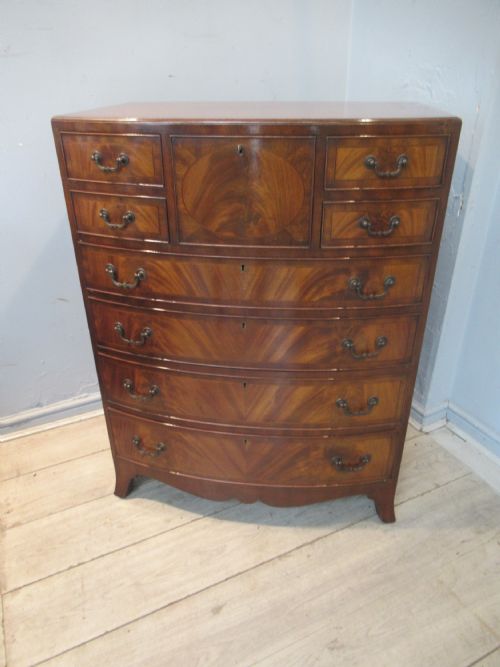 Georgian Style Mahogany  Nine Drawer Bow Front Chest