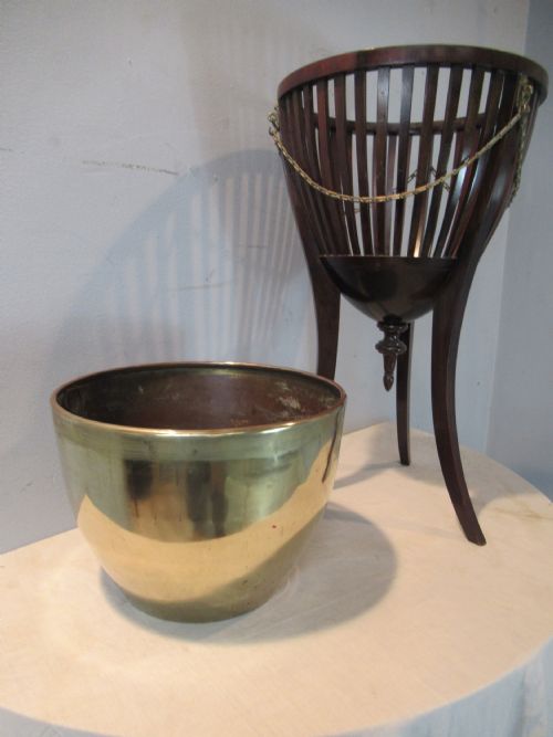 Edwardian Period Mahogany and Brass Plant Stand
