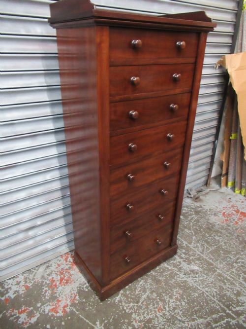 Good Victorian Period  Eight Drawer Mahogany Wellington Chest