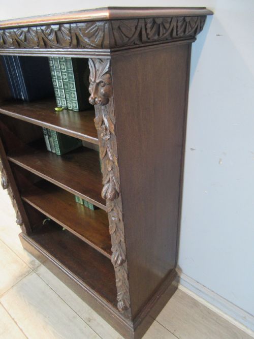 VICTORIAN OAK OPEN BOOKCASE - ADDITIONAL PHOTO 5