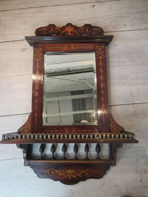 Victorian Rosewood  Inlaid Wall Mirror