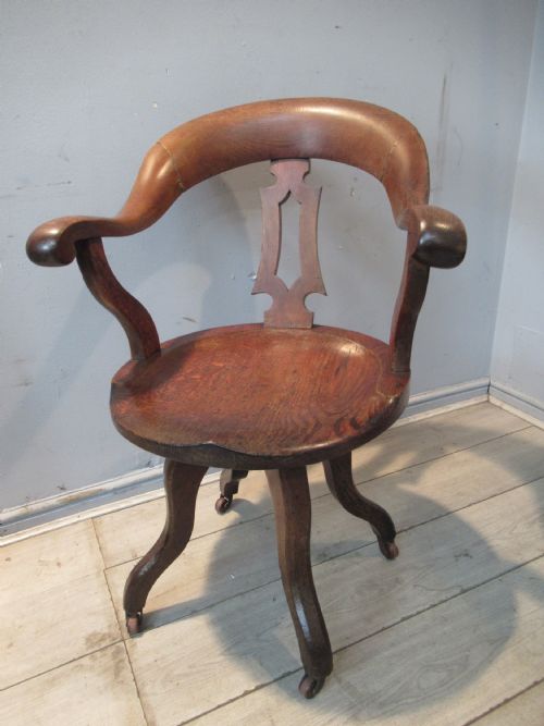 Victorian Oak Swivel Desk Arm Chair
