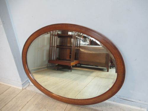 Oval Walnut  Framed  1920s  Wall Mirror