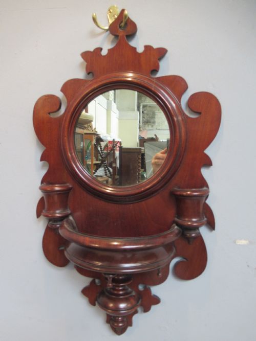 Small Victorian Mahogany  Shaped Wall  Mirror