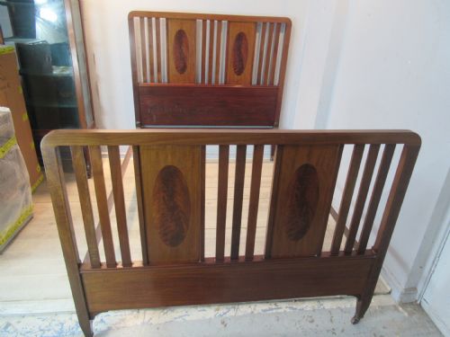 Edwardian  Mahogany Double Bed  Head / Foot and Side Irons