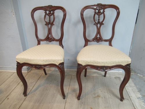 Pair of Decorative  Walnut Victorian Side Chairs