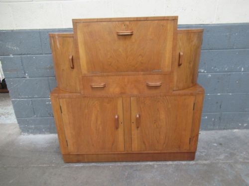 Walnut Art Deco  Drinks Cabinet