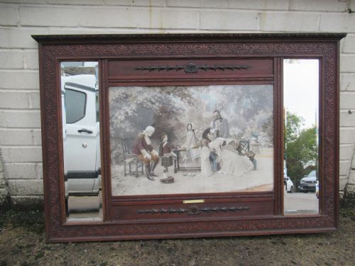 Decorative Oak Framed Over Mantle or Wall Mirror.