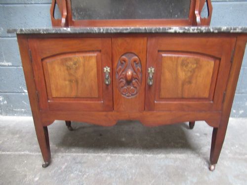EDWARDIAN WALNUT MARBLE TOP WASH STAND - ADDITIONAL PHOTO 4