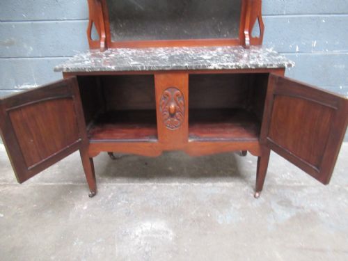 EDWARDIAN WALNUT MARBLE TOP WASH STAND - ADDITIONAL PHOTO 5