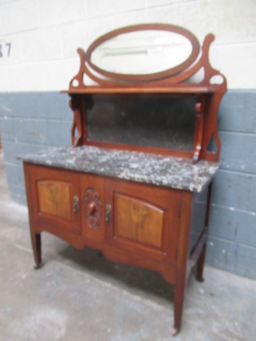 EDWARDIAN WALNUT MARBLE TOP WASH STAND - ADDITIONAL PHOTO 1