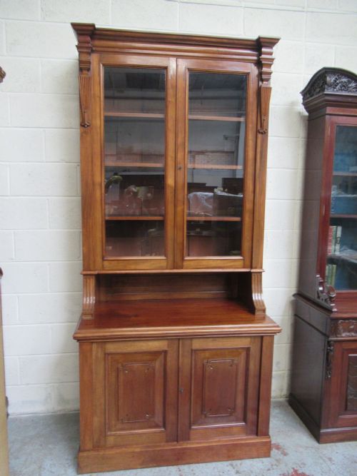 TALL VICTORIAN MAHOGANY CUPBOARD BOOKCASE - ADDITIONAL PHOTO 1