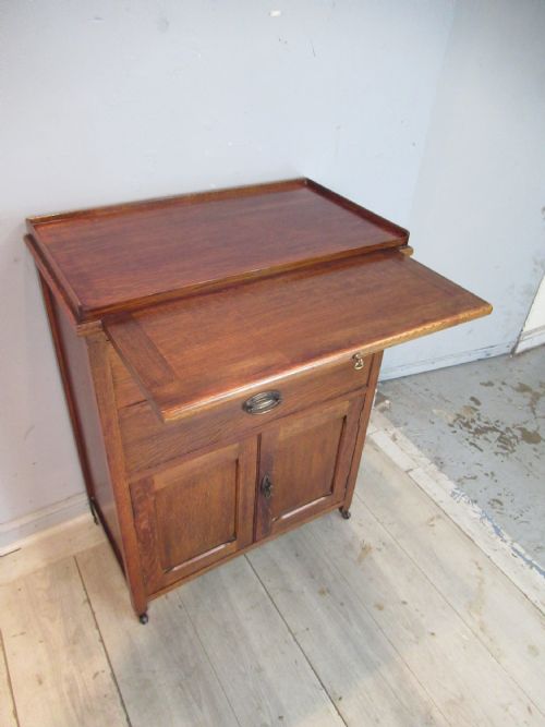 Oak 1920s  Side Cabinet  with Slide Shelf