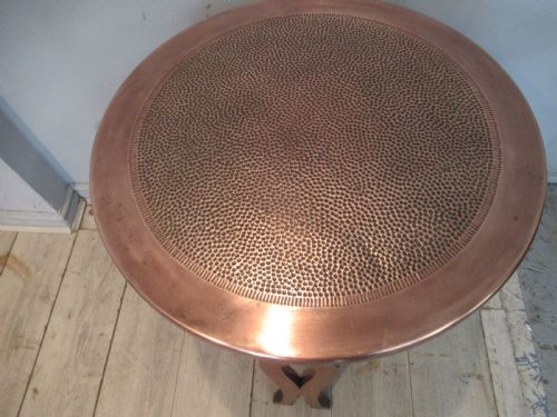OAK AND COPPER ARTS AND CRAFTS PERIOD TABLE - ADDITIONAL PHOTO 3