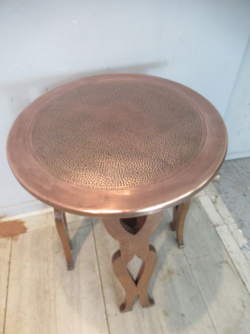 OAK AND COPPER ARTS AND CRAFTS PERIOD TABLE - ADDITIONAL PHOTO 4