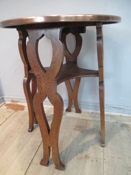 OAK AND COPPER ARTS AND CRAFTS PERIOD TABLE - ADDITIONAL PHOTO 6