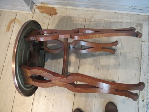 OAK AND COPPER ARTS AND CRAFTS PERIOD TABLE - ADDITIONAL PHOTO 7