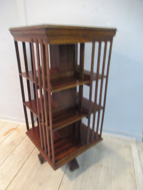 TALL OAK EDWARDIAN REVOLVING BOOKCASE - ADDITIONAL PHOTO 1